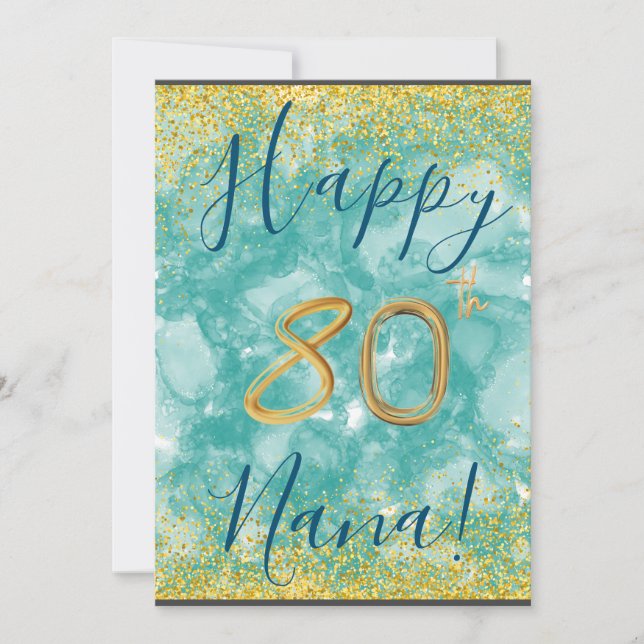 Carte Floral Happy 80e anniversaire personnalisée (Devant)