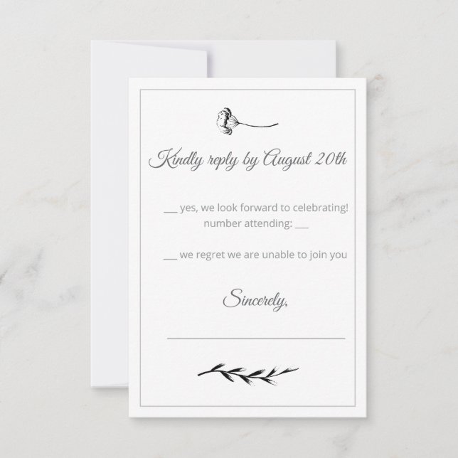 Carte Floral Illustration Response Card (Devant)