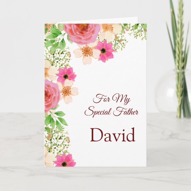 Carte Floral Imprimer Nom personnalisé Anniversaire Cart (Devant)
