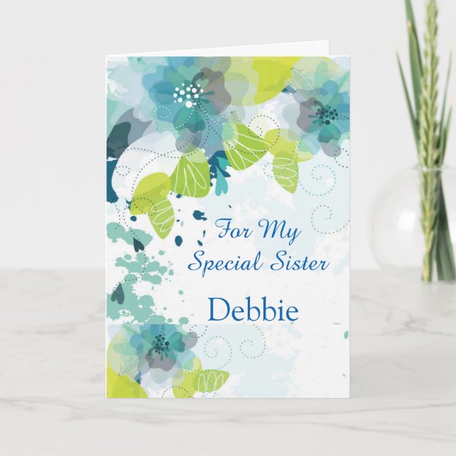 Carte Floral Imprimer Nom personnalisé Anniversaire Cart (Devant)