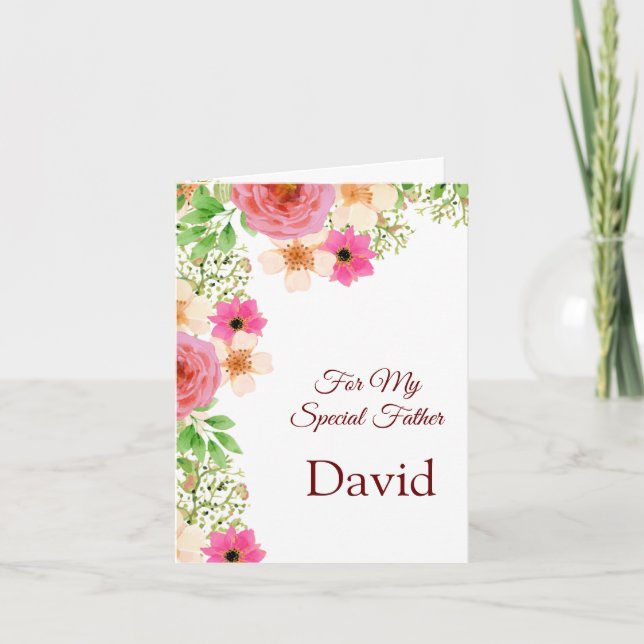Carte Floral Imprimer Nom personnalisé Anniversaire Cart (Devant)