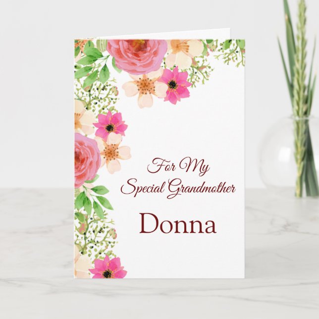 Carte Floral Imprimer Nom personnalisé Anniversaire Cart (Devant)
