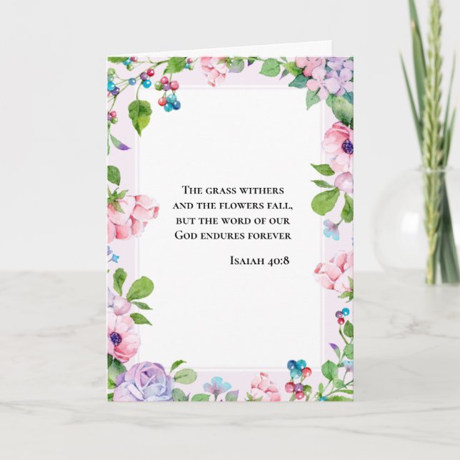 Carte Floral Inspiration Isaiah 40:8 (Devant)