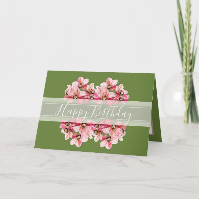 Carte Floral Jolies Orchidées Fleur Bouquet Rose Anniver (Devant)