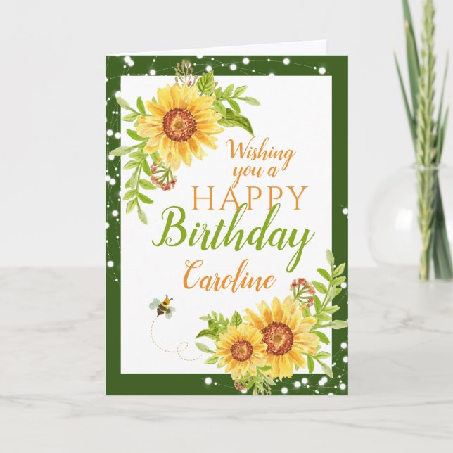 Carte Floral Joyeux Tournesol Anniversaire (Devant)