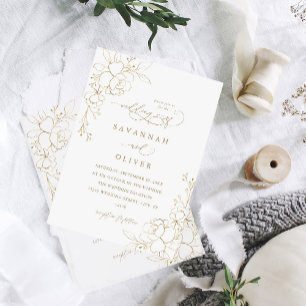 Carte Floral Linal Or Blanc & Mariage Or