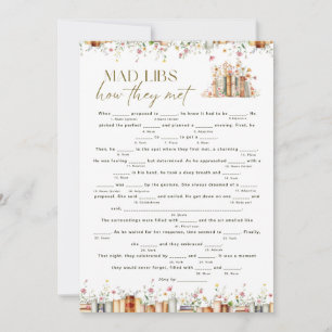 Carte Floral Livre Thème Mad Libs Fête des mariées Jeu