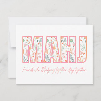 Carte Floral Mahjong Friendship Note