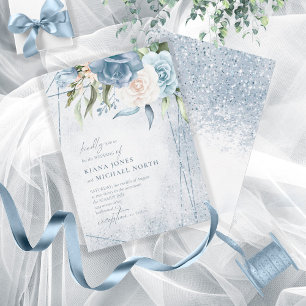Carte Floral Mariage Dusty Blue ID889