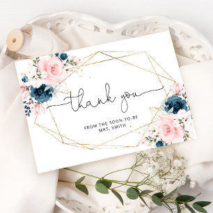 Carte Floral marine blush géométrique nuptiale merci