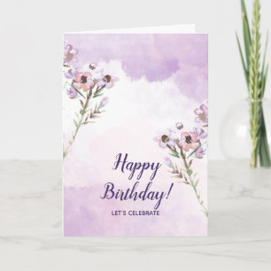 Carte Floral Minimaliste heureux anniversaire de voeux p