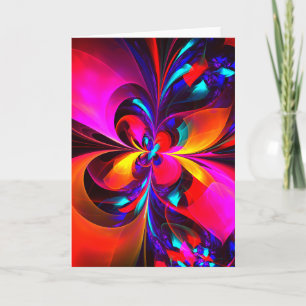 Carte Floral moderne Art Abstrait Rouge Bleu Motif #07