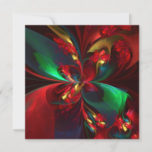 Carte Floral moderne Art Abstrait Rouge Vert Motif #11
