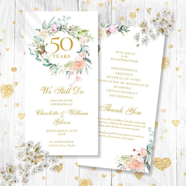 Carte Floral Nous Faisons Toujours Vow Renouvellement An (Floral We Still Do Vow Renewal Anniversary Program)