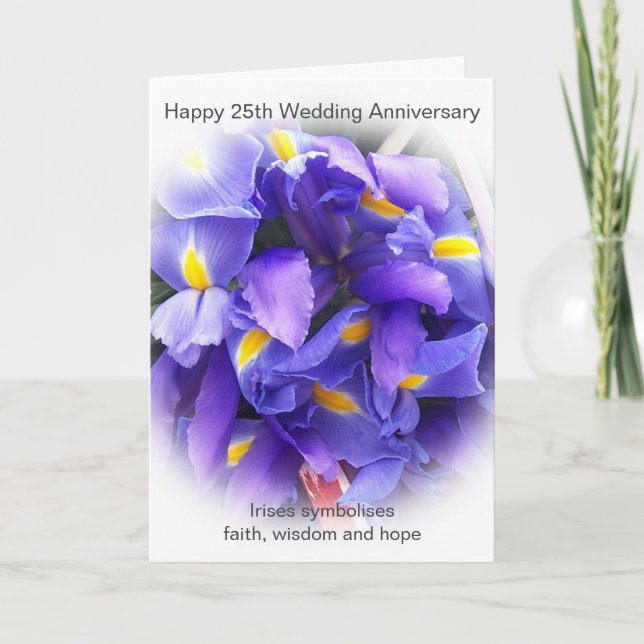 Carte Floral Personnalisé 25e anniversaire de Mariage (Devant)