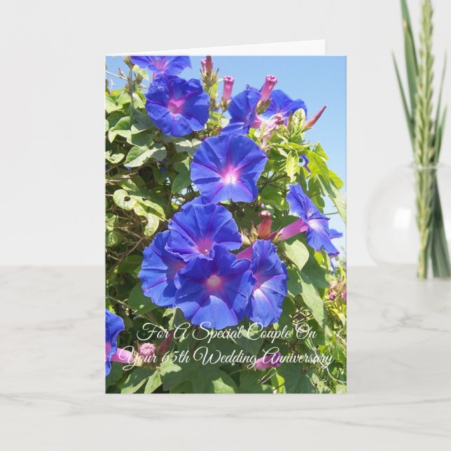 Carte Floral Personnalisé 65e anniversaire de Mariage (Devant)