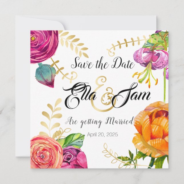 Carte Floral plaisir mariage (Devant)