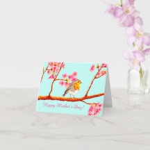 Floral Printemps Robin Oiseau Fête des mères