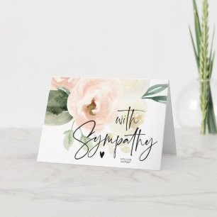 Carte Floral rose Avec Sympathie Condolence Douleur Coeu
