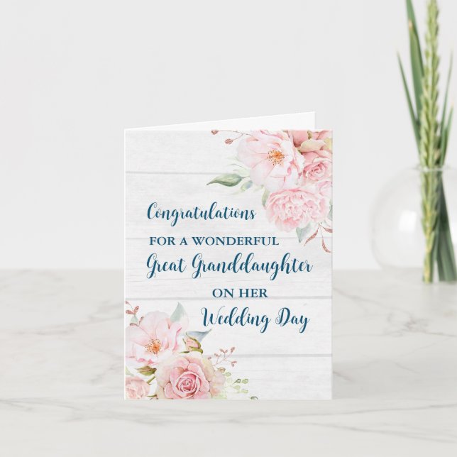 Carte Floral rose grand Mariage (Devant)