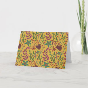 Carte Floral sans couture motif fleurs jaunes et feuille