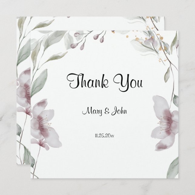 Carte Floral Script Love Heart Mariage (Devant / Derrière)