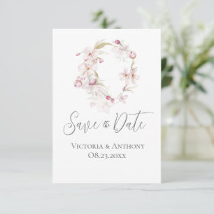 Carte Floral Script mariage rose Enregistrer la date