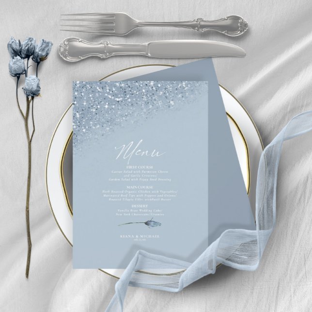 Carte Floral Sparkles Mariage Menu4 Blue ID889 (Créateur téléchargé)