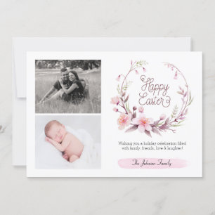Carte Floral Spring Rose Ajouter Votre Photo Joyeux Pâqu