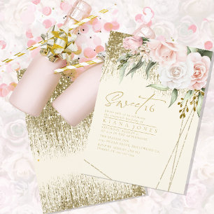 Carte Floral Sweet sixteen Gold ID912