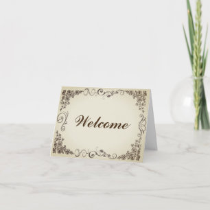Carte Floral Swirl Boarder décoratif avec bienvenue