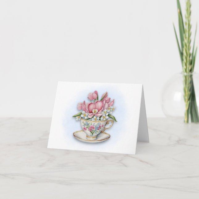Carte Floral Teacup Note (Devant)