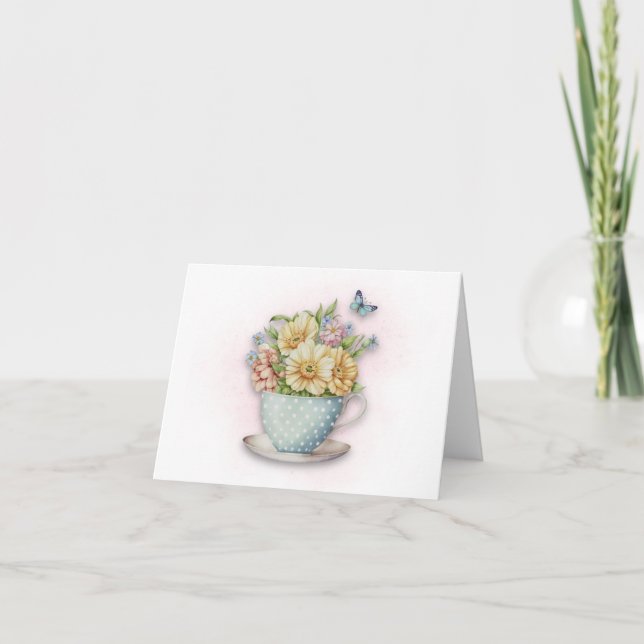 Carte Floral Teacup Note (Devant)