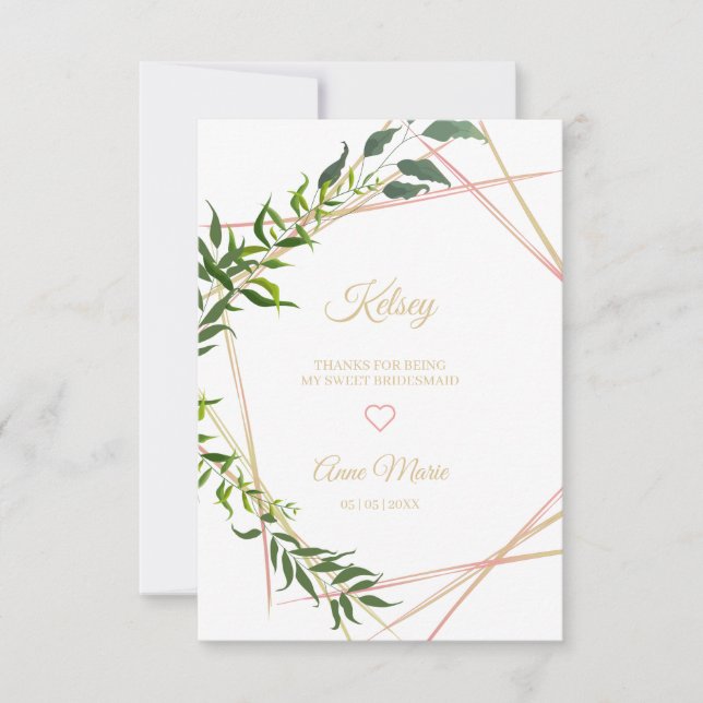 Carte Floral Thanks for Being my Bridesmaid (Devant)