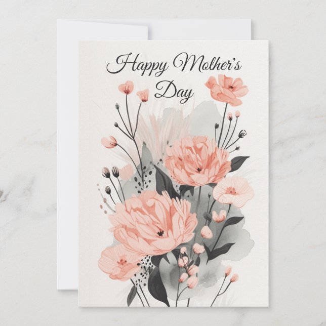 Carte Floral Watercolored Mère's Day Card (Devant)