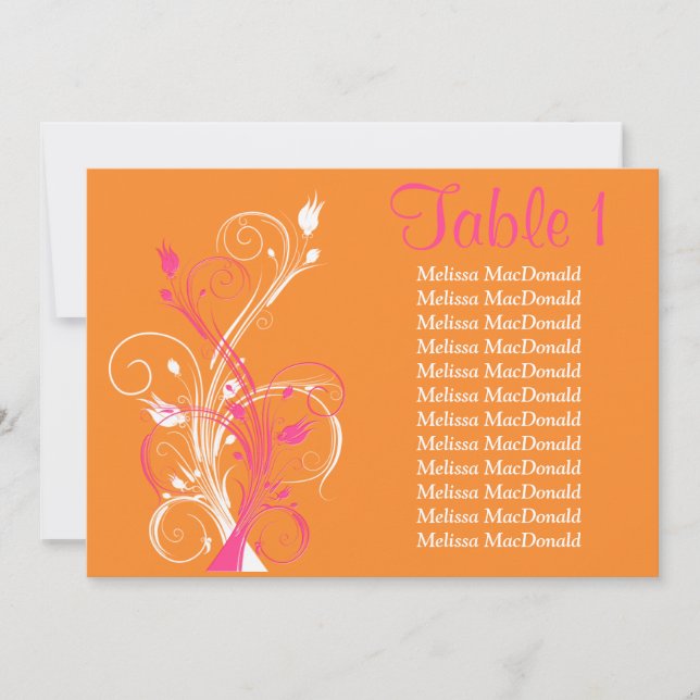 Carte Florale blanche rose orange 5x7 (Devant)