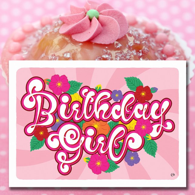 Carte florale Blank Girl Birthday (Créateur téléchargé)