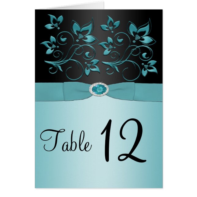 Carte florale bleue et noire de nombre/menu de (Devant)