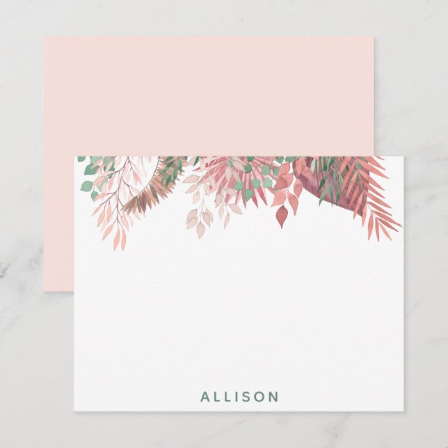 Carte florale Boho rose personnalisée (Devant / Derrière)