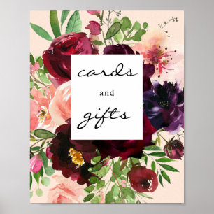 Carte Florale Bourgogne & Cadeaux Affiche - Rose