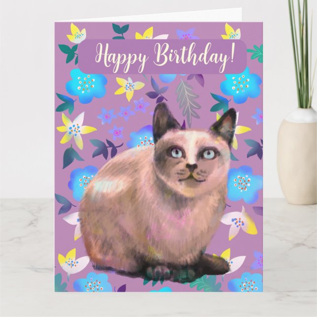 carte florale chat argenté (Devant)