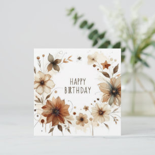 carte florale d'anniversaire heureuse