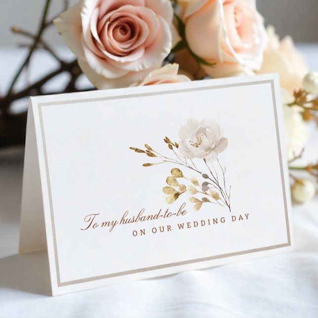 Carte florale d'automne pour le jour du mariage à  (Husband-to-be Wedding Day Card)
