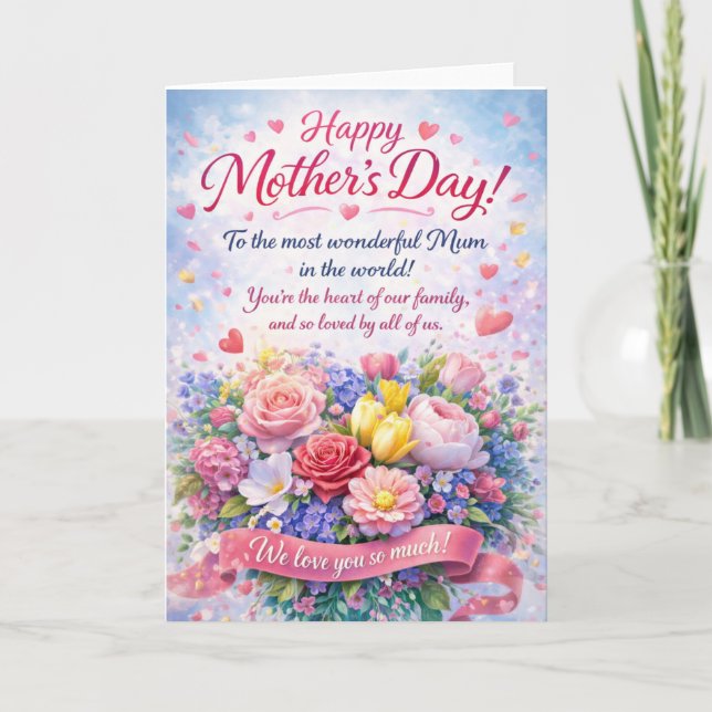 Carte florale de Fête des Mères Joyeuse (Devant)