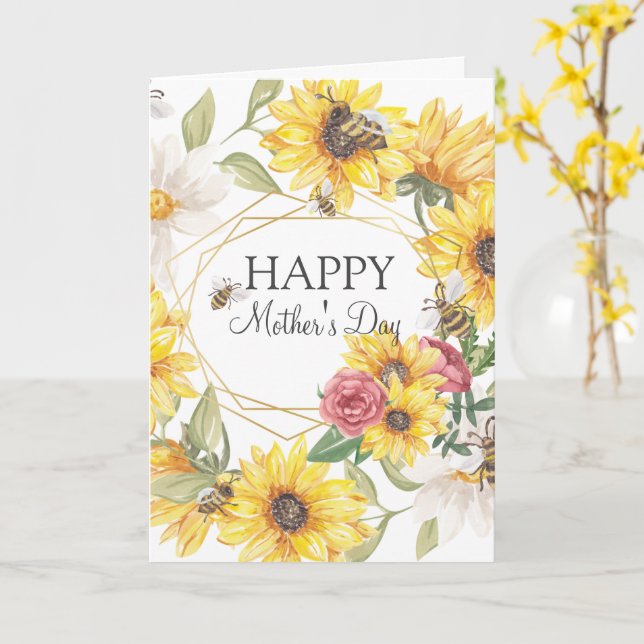 Carte florale de la Fête des mères (Fleur jaune)