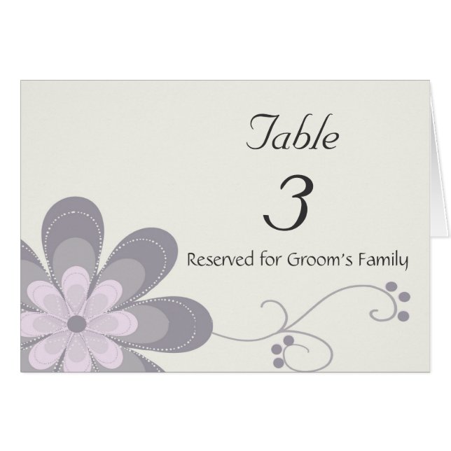 Carte florale de nombre de Tableau de mariage (Devant Horizontal)