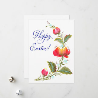 Carte florale de Pâques peinte à la main
