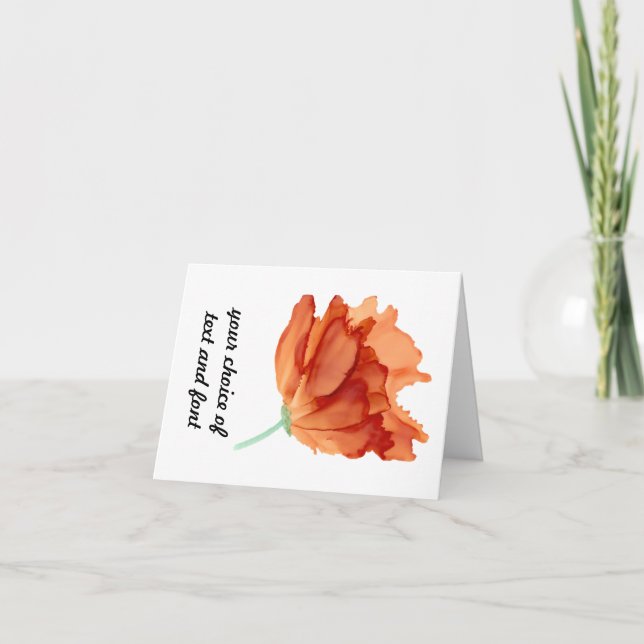 Carte florale de pavot orange personnalisable (Devant)