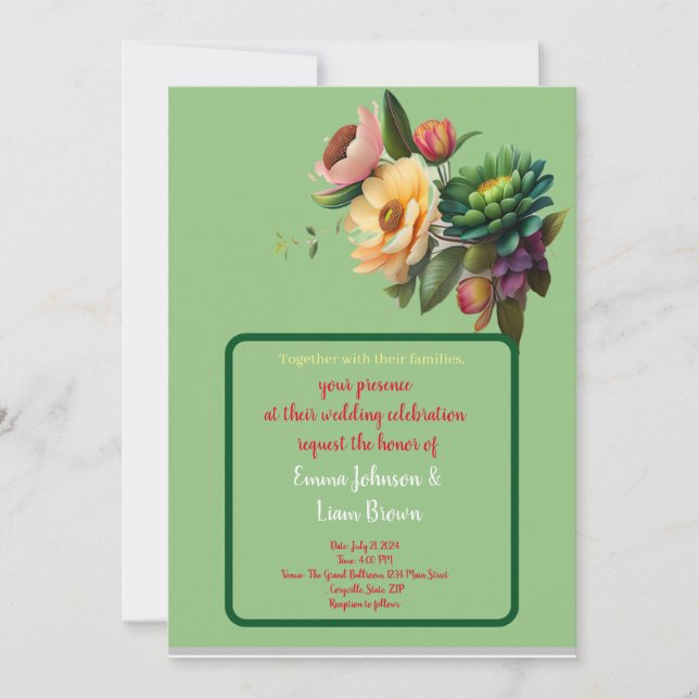 carte florale faire-part de mariage (Devant)