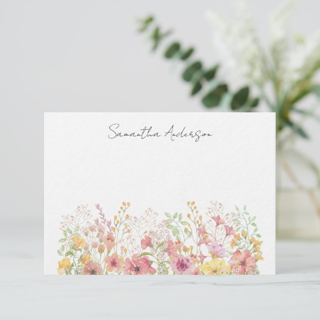 Carte florale fleur sauvage personnalisée (Debout devant)